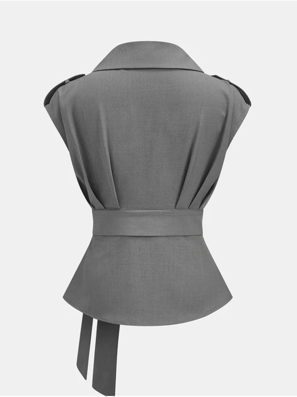 Commense Cream Wrap Top and Wide-Leg Trousers Set - Picture 4 of 7